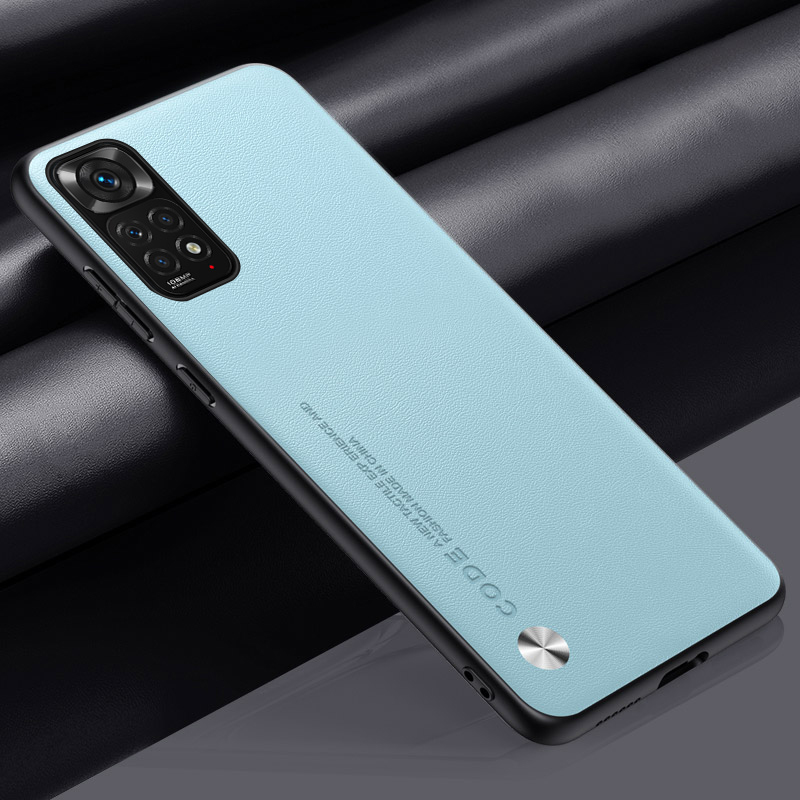 Étui de luxe en cuir PU pour Xiaomi Redmi Note 11S 11 Pro, coque arrière de Protection en Silicone mat pour Redmi Note 11E Pro: ABS / BLEU CIEL