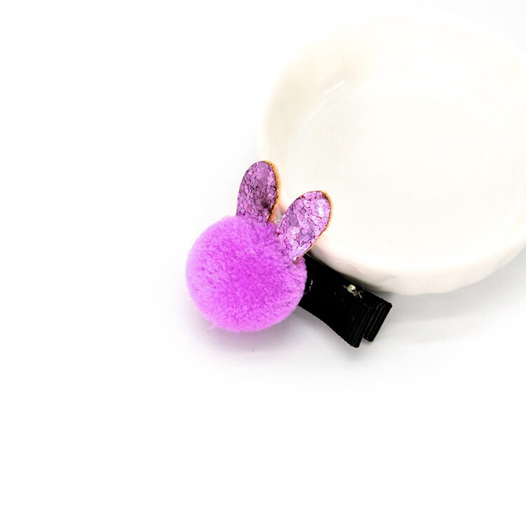 Cartoon Gekleurde Pom Ballen Haarspelden Meisjes Baby Leuke Kleine Konijnenoren Haar Clips Kinderen Hoofddeksels Prinses Haarspelden Haar Accessoire: Purple