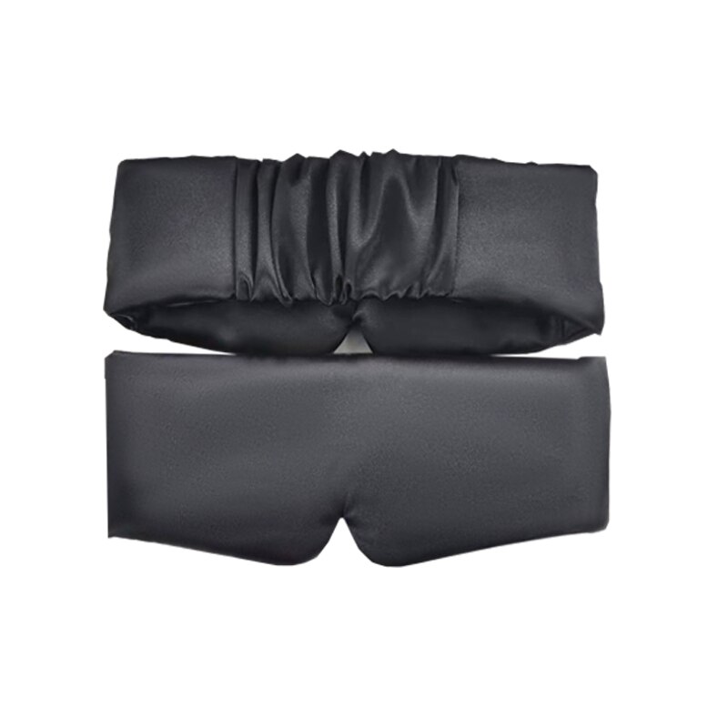 Masque de sommeil en Satin de soie pour hommes et femmes, confortable, cache yeux, ombrage, Patch pour la relaxation, élargi, sommeil, santé: Black