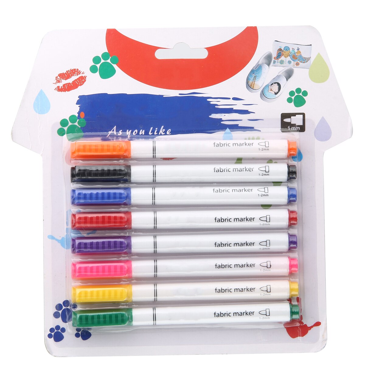 Rotuladores textiles multicolores para ropa, bolígrafos de tela, manualidades, manualidades, bolígrafo de pintura de camisetas para estudiantes y niños, suministros de escritura, 8 Uds.