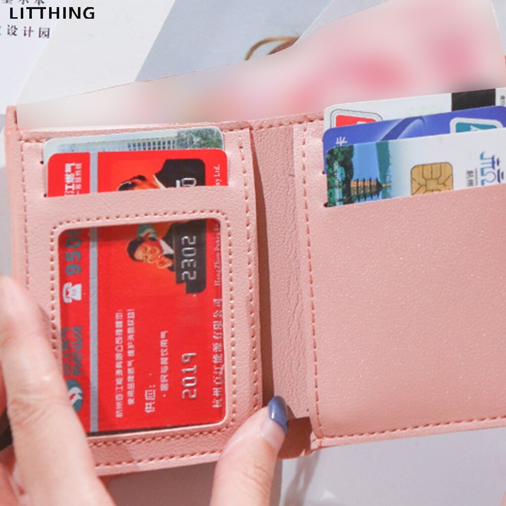 Litthing 2020 borla carteira feminina para cartões de crédito pequena marca de luxo cor doces couro curto das mulheres carteiras e bolsas