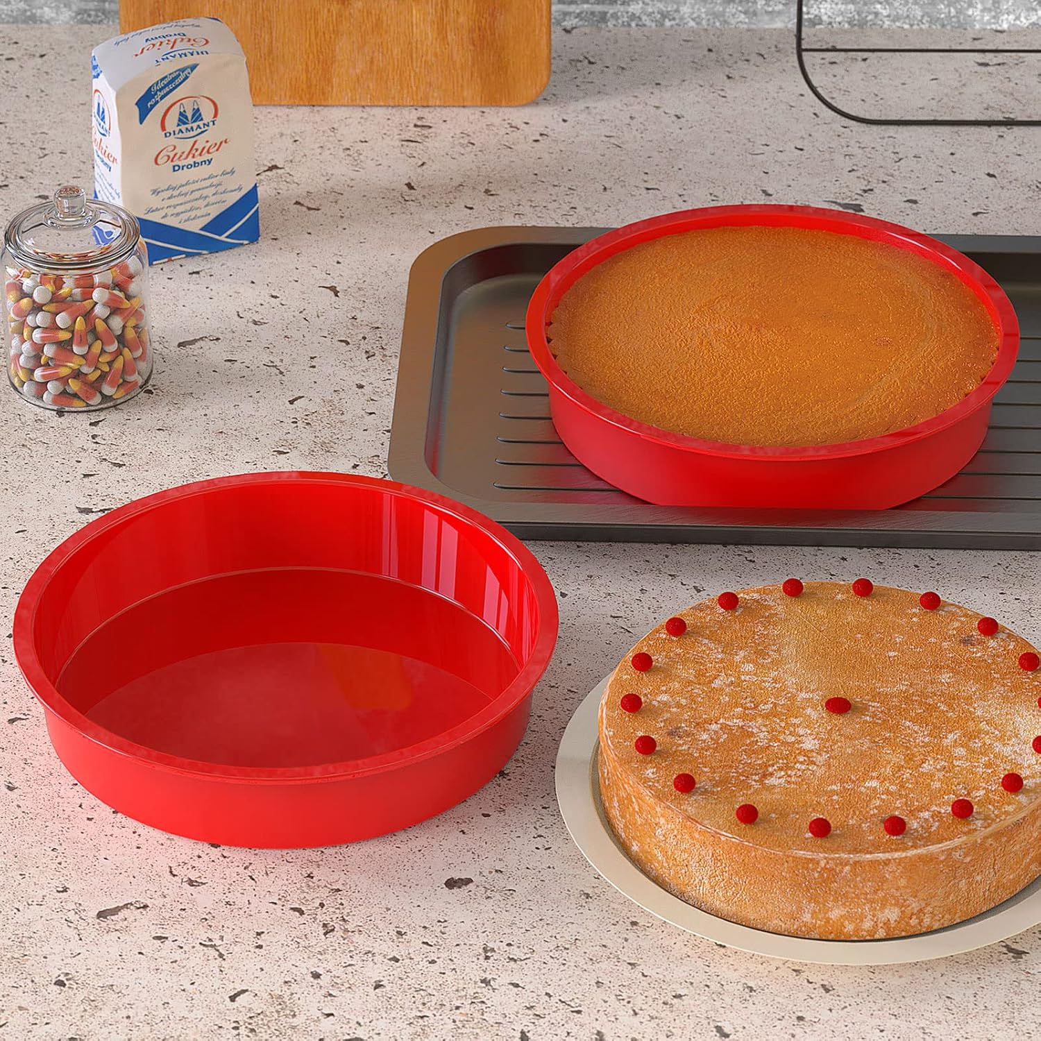 Molde para tartas redondo, molde de silicona para hornear, molde para hornear antiadherente para pastel de capa, tarta de queso y pastel de chocolate, 4 ", 6 y q