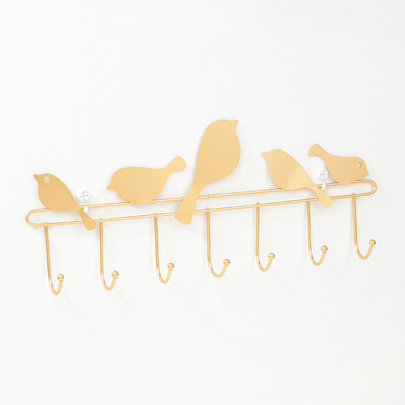 Nordic Decoration Bird Hook Key Holder Wall Shelf Key Holder Shelves For Bedroom Key Hanger Kitchen Storage Rack Hanger: Gloden