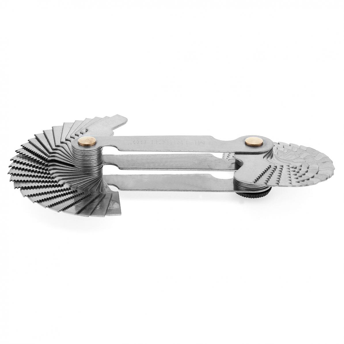 55-60 Degree Stainless Steel Screw Gauge Set 52pcs SAE Grip Metric Whitworth Screw Thread Pitch for Measuring Gauging Tools