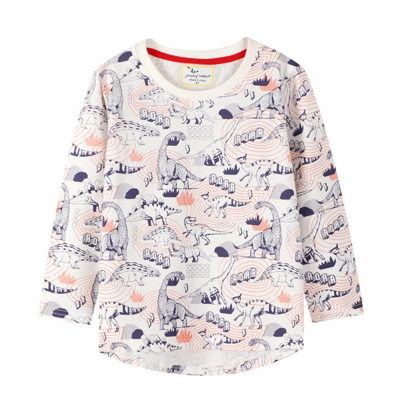 ジャンプメートル長袖動物tシャツ秋春の子供のtシャツ綿恐竜ベビー服トップス: T7242 Animals / 24M