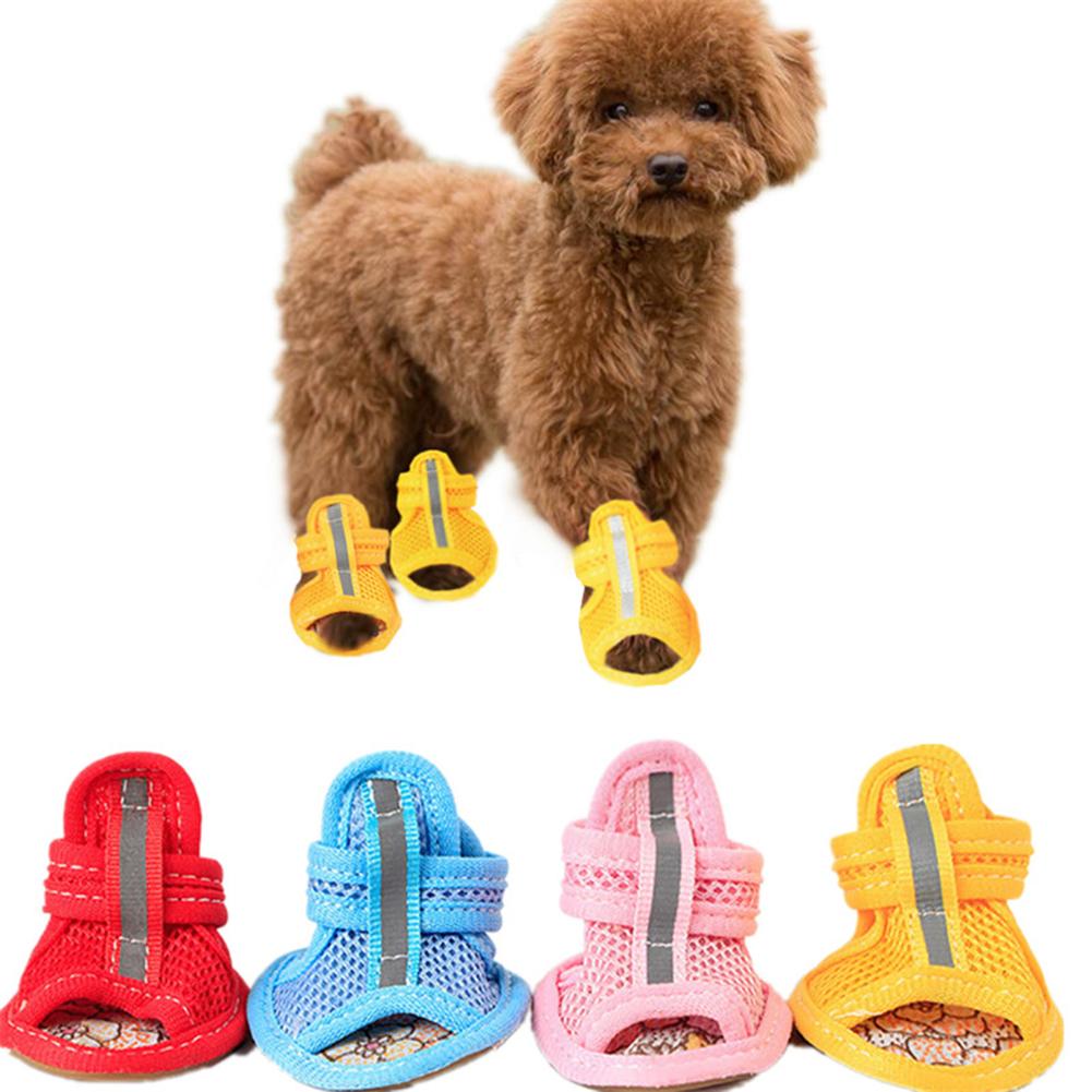 4Pcs gut aussehende Hund Sandalen Gummi Sohle Hund Turnschuhe Einfache Atmungsaktive Hund Mesh Schuhe