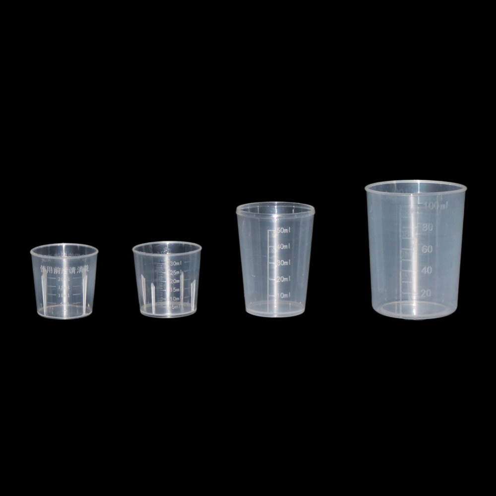 15/20/30/50/100ml priehľadné kuchynské laboratórium plastová odmerná odmerná nádoba odmerka nástroj 5 ks