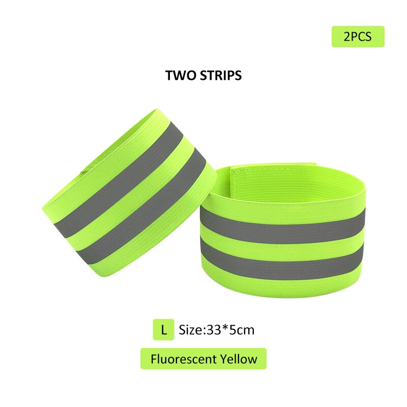 2 stk reflekterende elastisk armbånd armbåndsbensikkerhedsreflektor til nattsport løbecykling 33*5cm: 1 par gule l størrelse