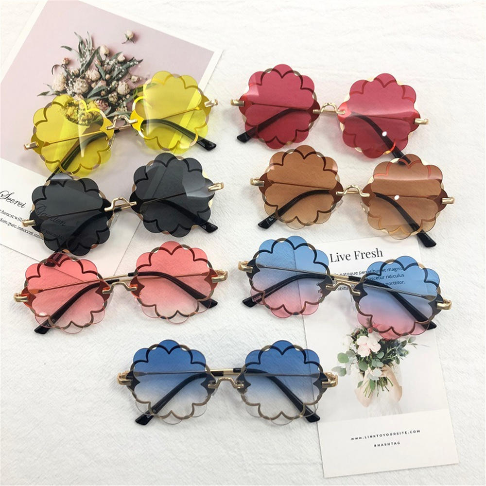 Kids Rimless Sunglasses Flower Frame Girls Sun Glasses Glasses Children Outdoor Goggles Cute Style Party Eyewear