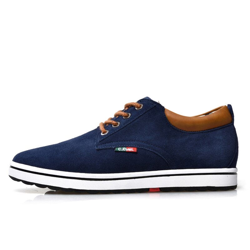 Men Shoes Elevator Sneakers Height Increase Insole 6CM Sport Black Blue Brown: Blue / 40