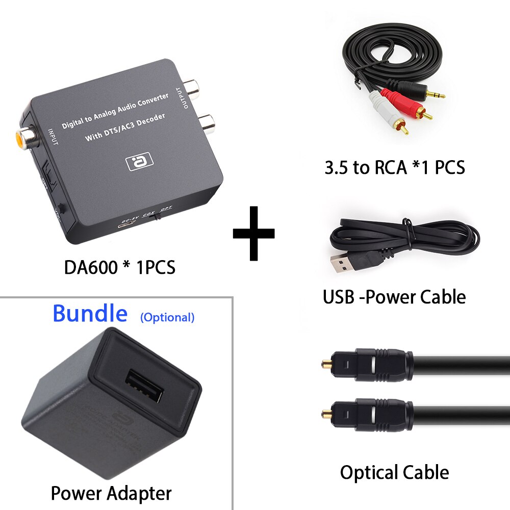 Decodificador de Audio Digital DAC 5,1 canales HIFI a analógico, convertidor de audio estéreo DTS AC3 PCM, fibra óptica Coaxial a RCA 3,5 MM, 2 canales DA600: DA600B TAC612 /  Opción 4