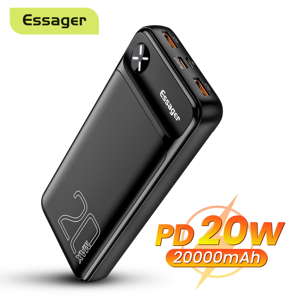Essager – chargeur de batterie externe portable, 20000 mAh, 20000 mAh, Powerbank PD 20W, charge rapide pour iPhone