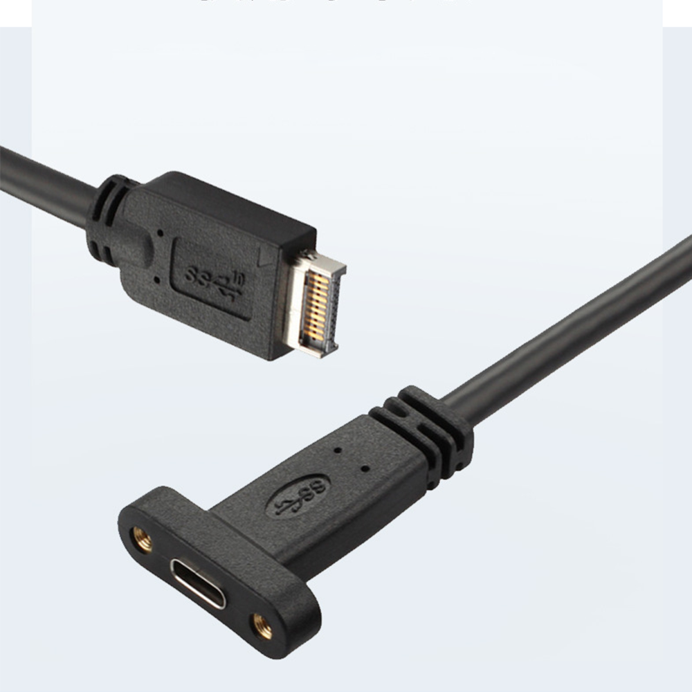 RGEEK 50cm USB 3,1 cabezal de Panel frontal tipo E a USB-C tipo C Cable de extensión de conector hembra + tornillo de montaje en Panel