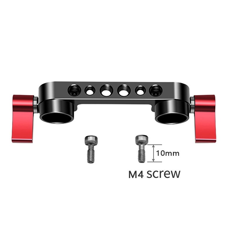 Rail Super léger de 15mm, avec filetage de 1/4 pouce à 10mm, pour appareil photo reflex numérique rouge et 15mm, serre-joint à Double trou de 15mm