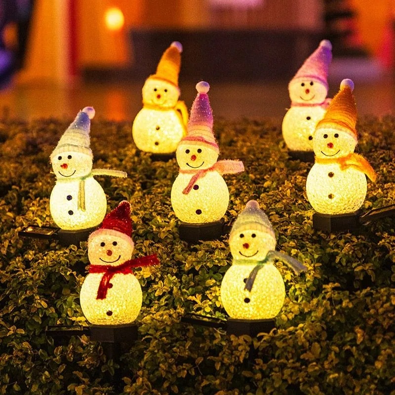 Christmas Pathway Lights Solar Powered LED Snowman Lamps Outdoor Ground Stake Light For Garden Patio Pathway Yard Decorations