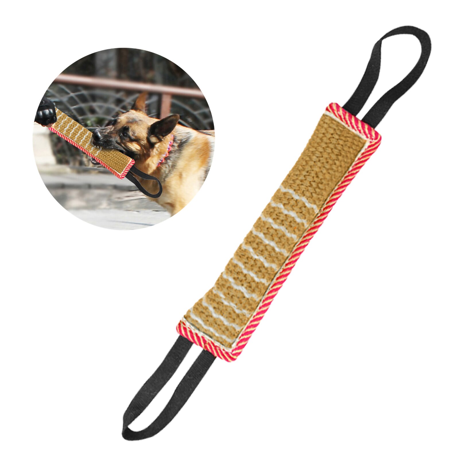 Dog Bite Tug Toy Jute K9 Tug Toy With Two Handles For Adult Dogs Puppies Teeth Healthy For Dogs Pet Training Play Throw 2 Size: Default Title