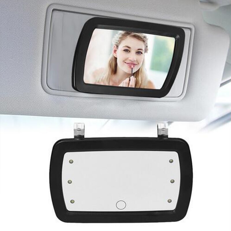 Draagbare Auto Interieur Make-Up Spiegel Auto Visor Hd Cosmetische Spiegels Universele Auto Binnenspiegel Achteruitkijkspiegel Met Led Licht