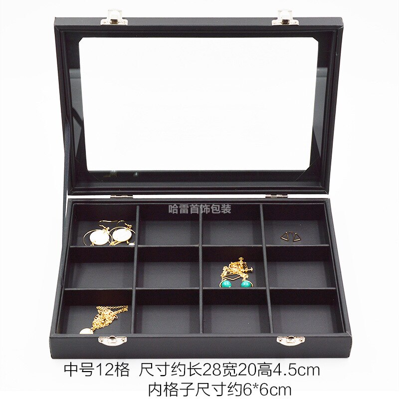 Jewelry Display Box Tray - 28x20x4.5cm - Leather Organizer for Rings, Earrings, Bracelets: Style 3