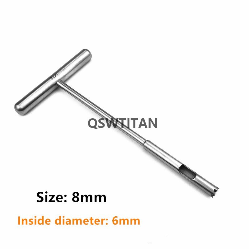 Bone Screw Extractor T-Handle Orthopedics T-Handle Hollow Mill For Removal Orthopedics Instrument: 1pcs 8mm