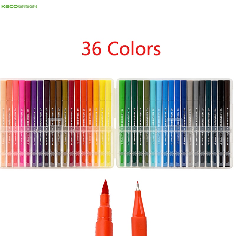 Youpin 36Pcs/Lot KACO ARTIST 36 Colors Double Tip Watercolor Pens Painting Graffiti Art Markers Drawing Set Safe Children