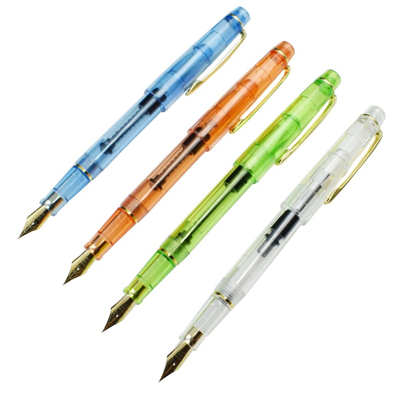Transparent Ink Pen Plastic Fountain Pen Writing Calligraphy Tools Office School Writing Materials Stationery Supplies
