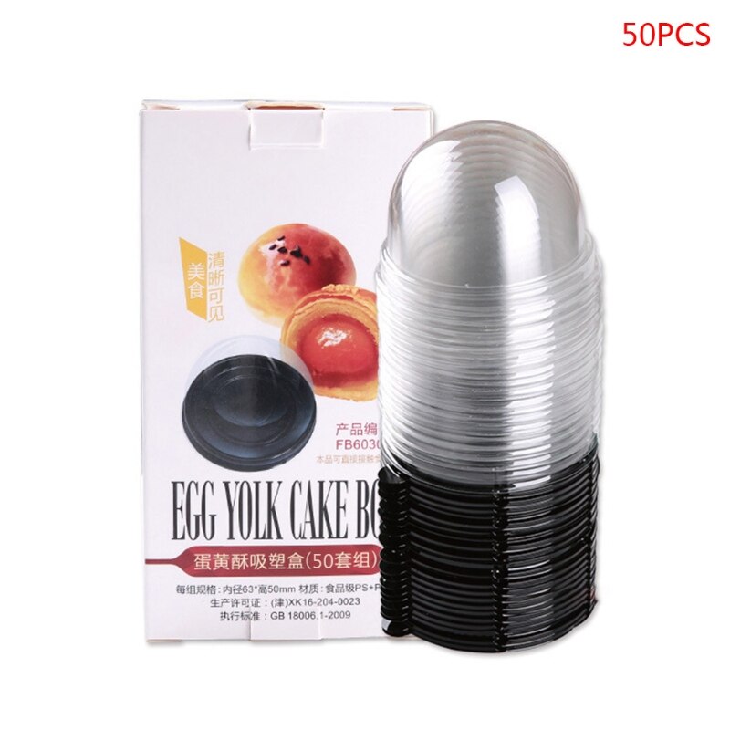 50 Sets Ronde Maan Cake Trays Mooncake Yolk Scherpe Pakket Box Container Houder