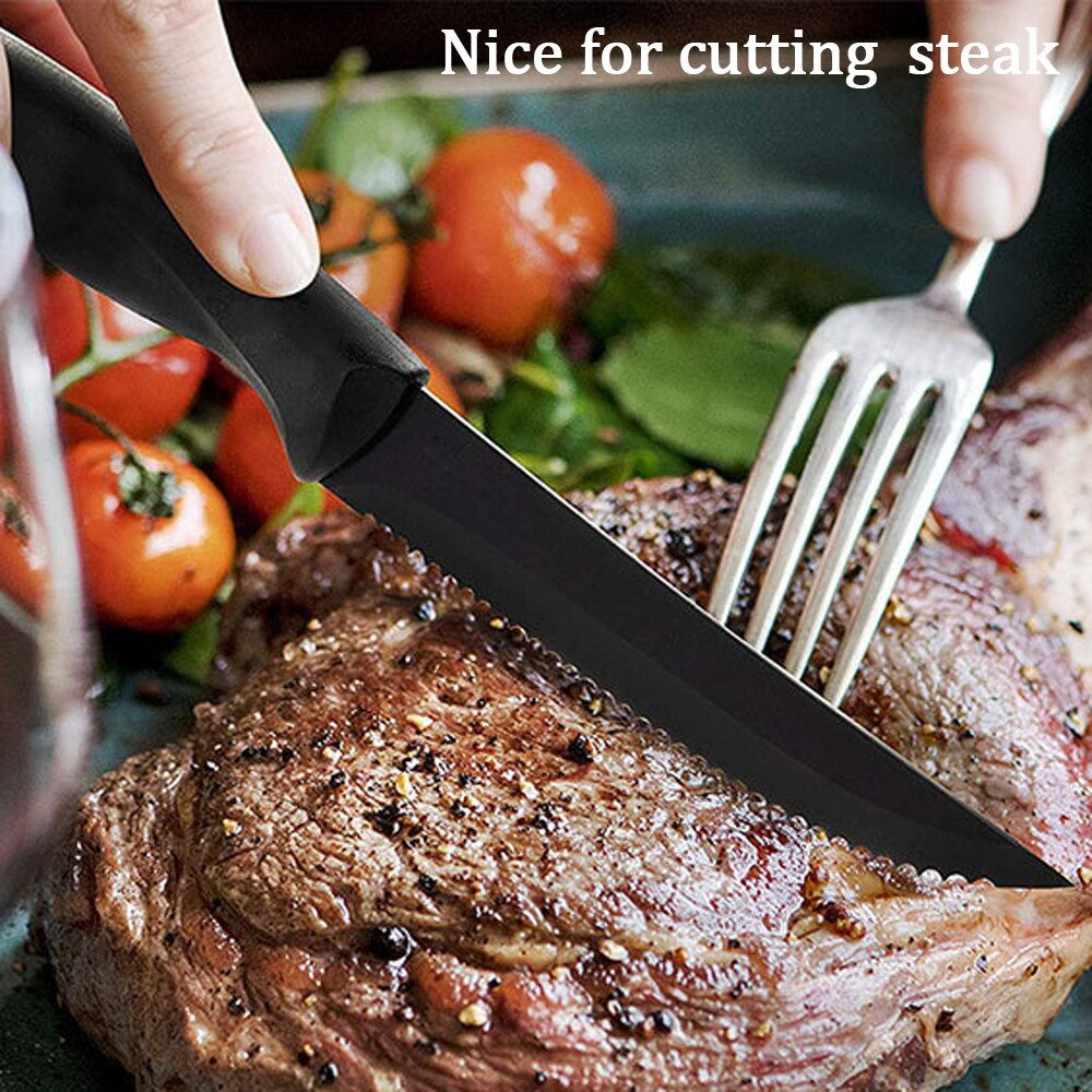 RZD cuchillo para carne de 4,5 pulgadas, juego de cubiertos de acero inoxidable para Chef, filo dentado, herramienta de vajilla para comida occidental