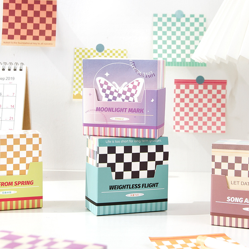 400 Sheets Kleurrijke Dambord Memo Pad N Times Sticky Notes Papier Diy Materiaal Papier Bericht Notes School Briefpapier