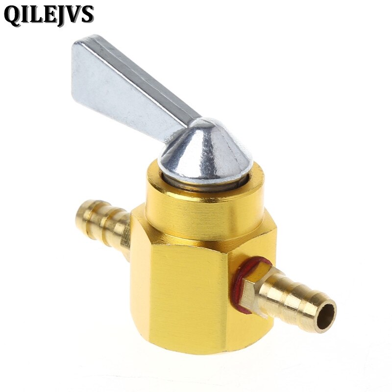 Qilejvs universele 6mm in-line benzinekraan / brandstofkraan motorfiets aan-uit benzinekraan brandstofschakelaar: Goud