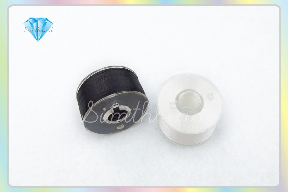 Simthread 75D/2 Polyester Embroidery Prewound Bobbins Thread - 6 Spools, 1500M Each, with 2pcs Type A Bobbins Thread