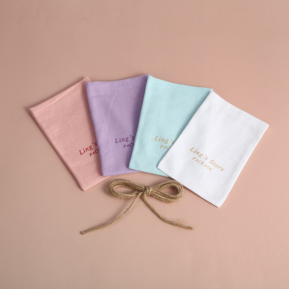 50pcs Drawstring Cotton Burlap Bucket Jewelry Bag Pouch Fit For Wedding Candy Small Pouch Eyelashes Makeup Jewelry Sachet