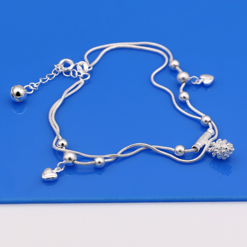 Mode Een Dennenappel Hanger Enkelbandje Armband 925 Sterling Zilver Eenvoudige Charme Ster Ankle Chain Vrouwen En Vrouwen sieraden: Black