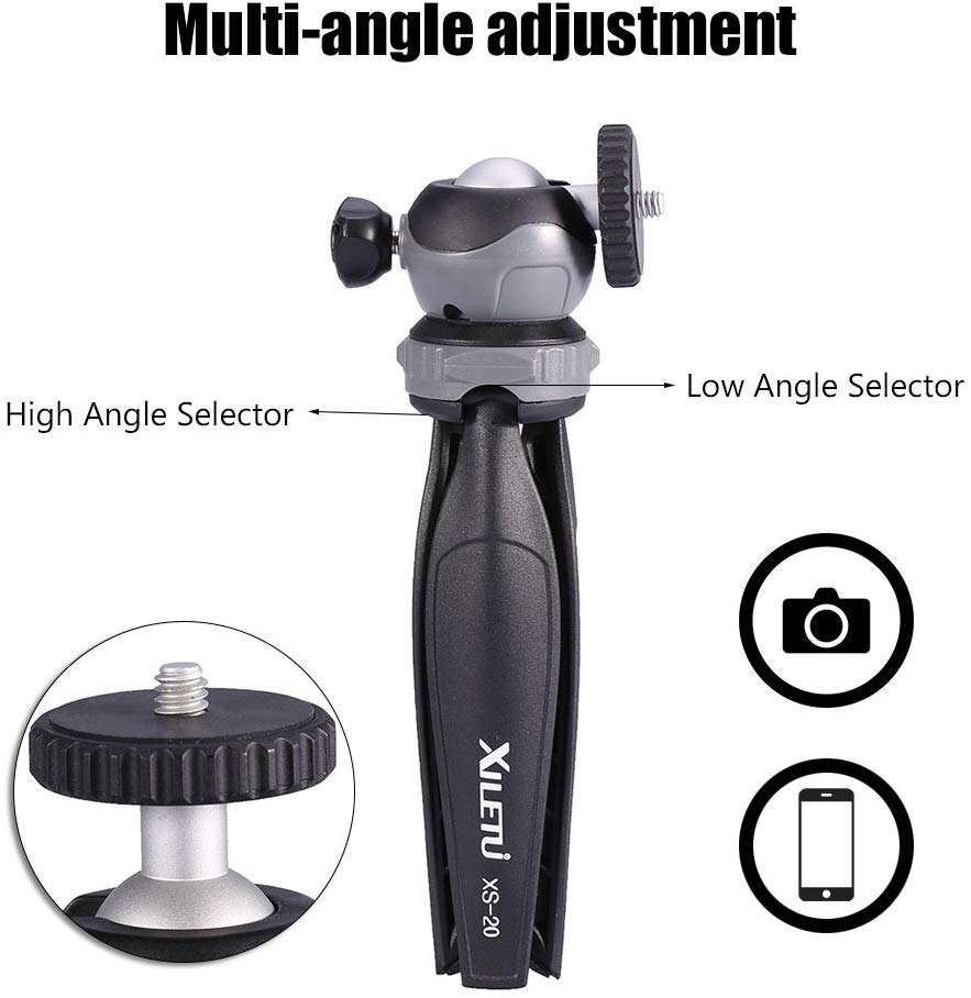 XILETU XS-20 Mini Schreibtisch wenig Telefon Stehen Tabletop Stativ für Vlog Spiegellose Kamera Clever telefon mit Abnehmbare Ball kopf