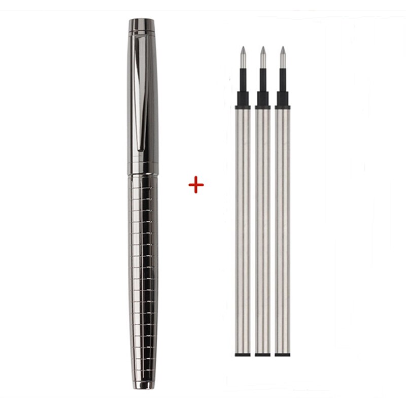 Stylos à bille en métal de luxe, stylo à bille pour Signature scolaire et de bureau, fournitures de papeterie pour étudiants: pen with 3 black ink