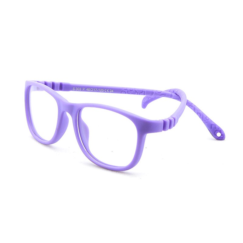 AIMISUV 2022 Ultralight TR90 Flexible Glasses Frame Kids Square Optical Silicone Clear Eyeglasses Children UV400: C6Purple