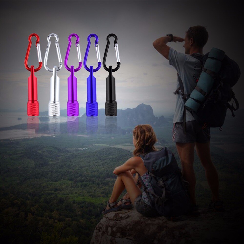 Mini Flashilight Zaklamp Karabijnhaak Sleutelhanger Haak Lamp Draagbare 5 Led Mini Zaklamp Licht Fakkel Aluminium Sleutelhanger