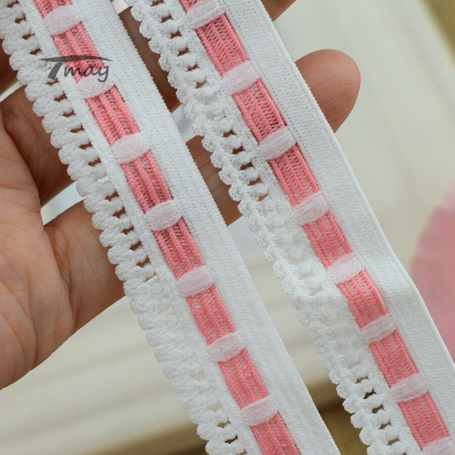 #330 Verbreden Roze threading Kant Elastische Bands Trim 6 yards/veel diy Kleding ondergoed Tailleband haarbanden Naaien Baby rokken Craft