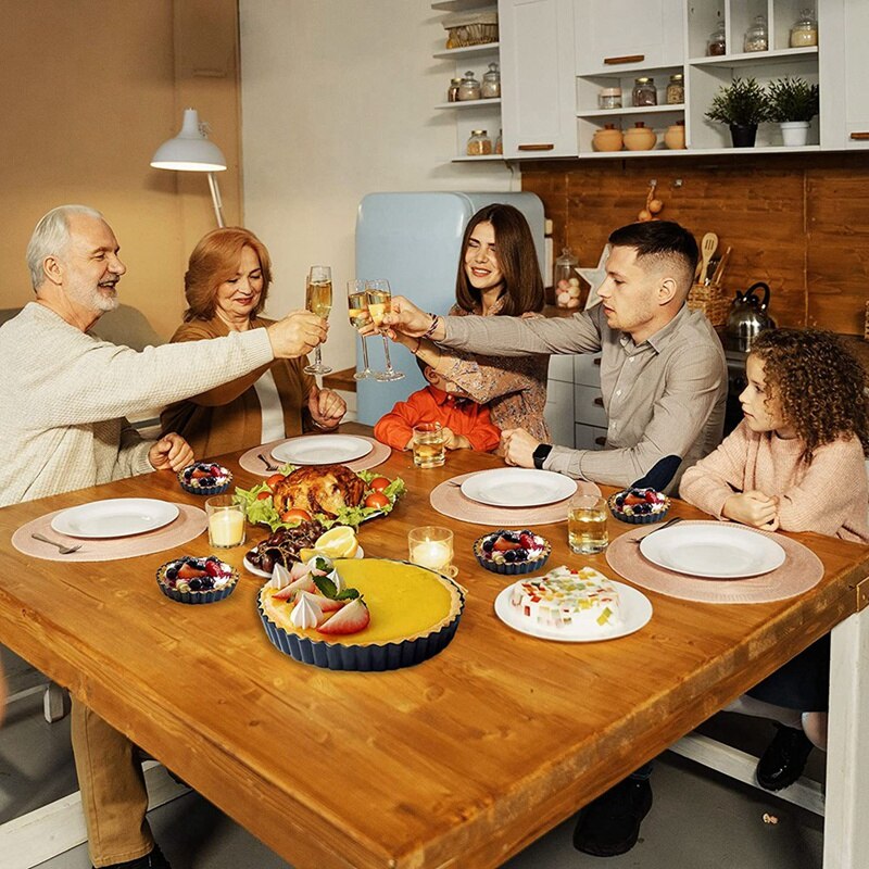 Set of 5 Tart Pan - Includes 9 Inch Tart Pan with Removable Bottom &amp; 4 Inch Mini Tart Pans - Non Stick Quiche Pan