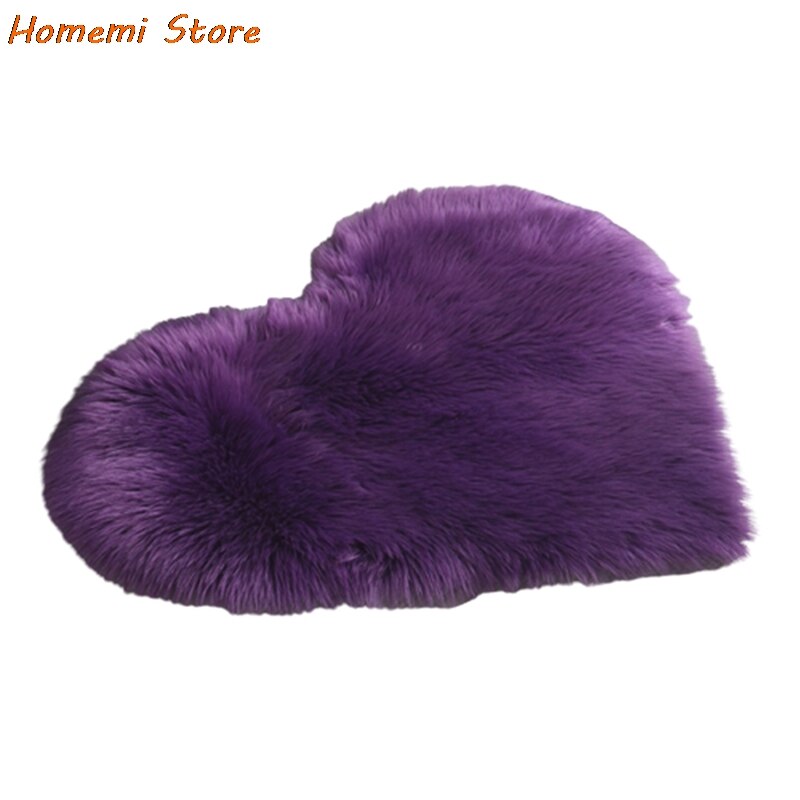Pluche Tapijt Voor Woonkamer Hartvormige Pluche Tapijt Slaapkamer Tapijten Sofa Kussen Bed Home Decor Tapijten Zachte Mat: 50 x 65cm / Purple