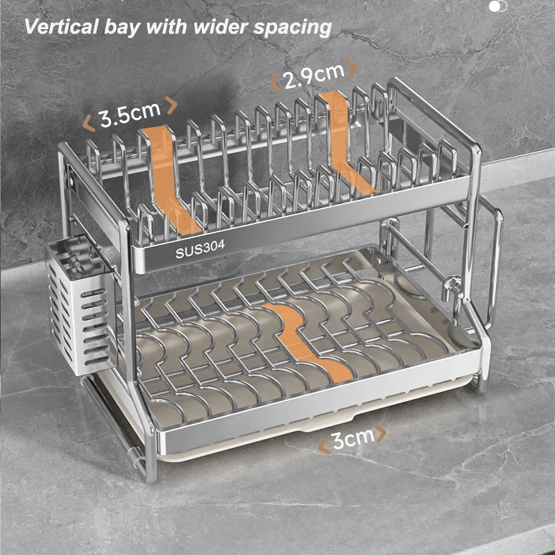 Diskställ köksförvaring rostfritt stål diskställ köksredskap bordsartiklar diskställ ställ