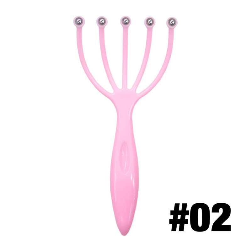 Vijf Vinger Hoofd Relax Massager Haar Held Spa Hoofdhuid Hals Stress Relief Massage Release Hoofd Arts Massager: Roze
