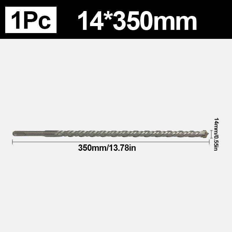 8-32mm Concrete Drill Bit 350mm Length Cross SDS Plus Slot Masonry Hammer Impact Drill Bit for Drilling Hole in Walls and Stones: WHITE