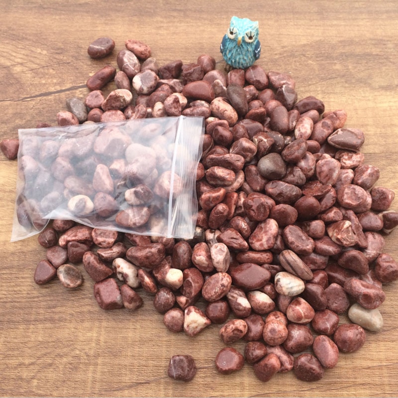 30g/ pack Red Textured Natural Pebbles Stone Micro Landscaping Decoration Craft Home Garden Decor DIY Accessories