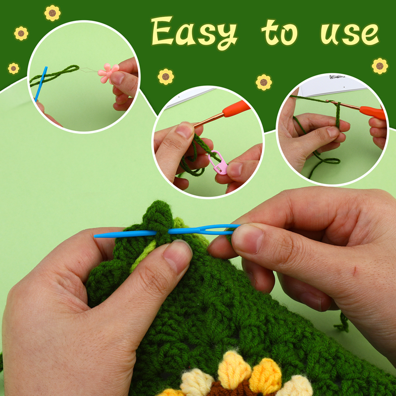 Kit de crochê para iniciantes e adultos com tutoriais de vídeo inclui gancho de crochê, fios e materiais de tricô para bolsa artesanal faça você mesmo