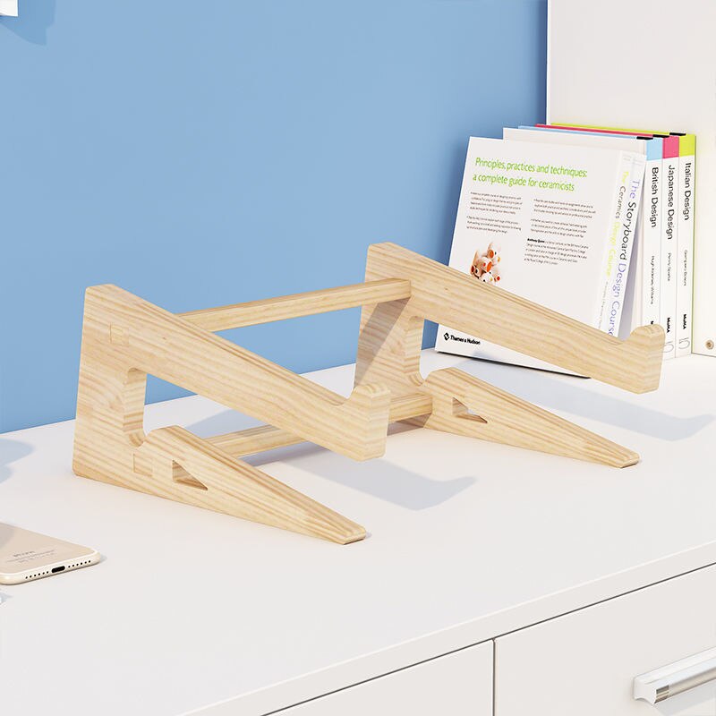 Solid Wood for IPhone IPad Laptop Bracket Elevated Rack Elevated Bracket Cooling Base Cervical Desktop Holder Stand: Default Title