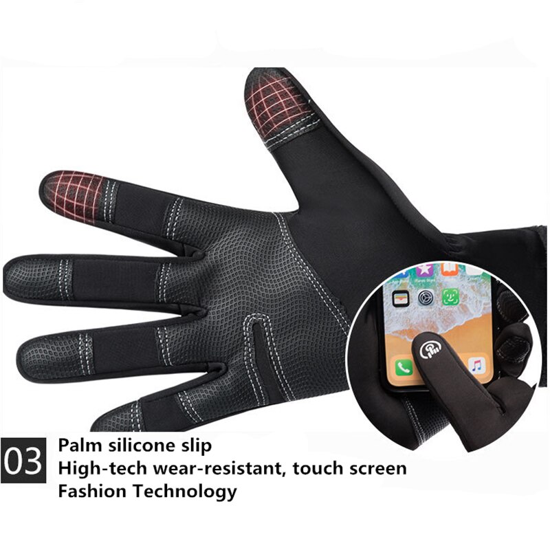 Herfst en winter warme handschoenen voor buiten, winddicht, waterdicht, touchscreen handschoenen, rits, rijden, sporthandschoenen voor mannen en vrouwen