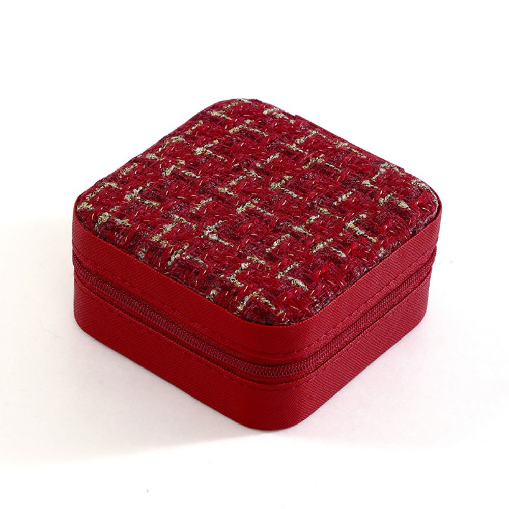Boîte de rangement de bijoux Portable, boîte de rangement de bijoux de voyage élégante avec Solution à plusieurs compartiments pour femmes: Rouge