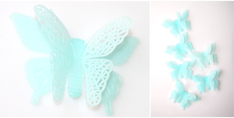 6PCS Luminous Double Layer Butterfly 3D Kids Room Decoration Glow in the Dark Art Fluorescent Toy: 2