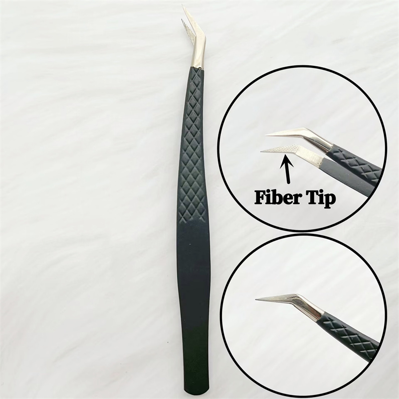 Pinzas para pestañas postizas con punta de fibra precisa para extensión de pestañas, pestañas de visón de Mega volumen, herramientas de maquillaje para artistas con aislamiento de botas para fanáticos: Azul