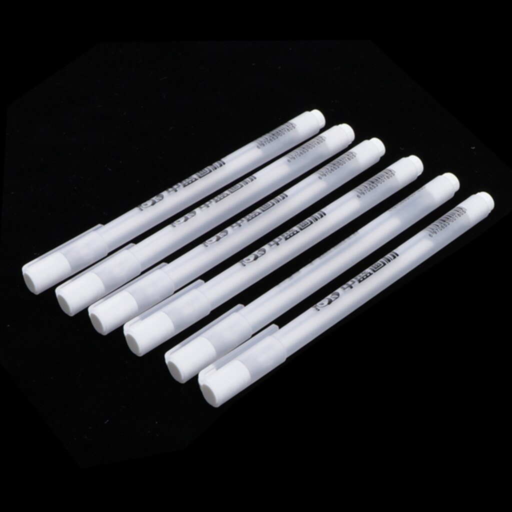 6x Wit Marker Pen Tekening Schilderen Kleuring Markering Kunstenaar Schetsen Pen